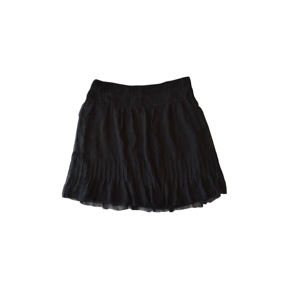 Y2K Vertigo Paris Black Silk Chiffon Flowy Knee Length Skirt Size 12